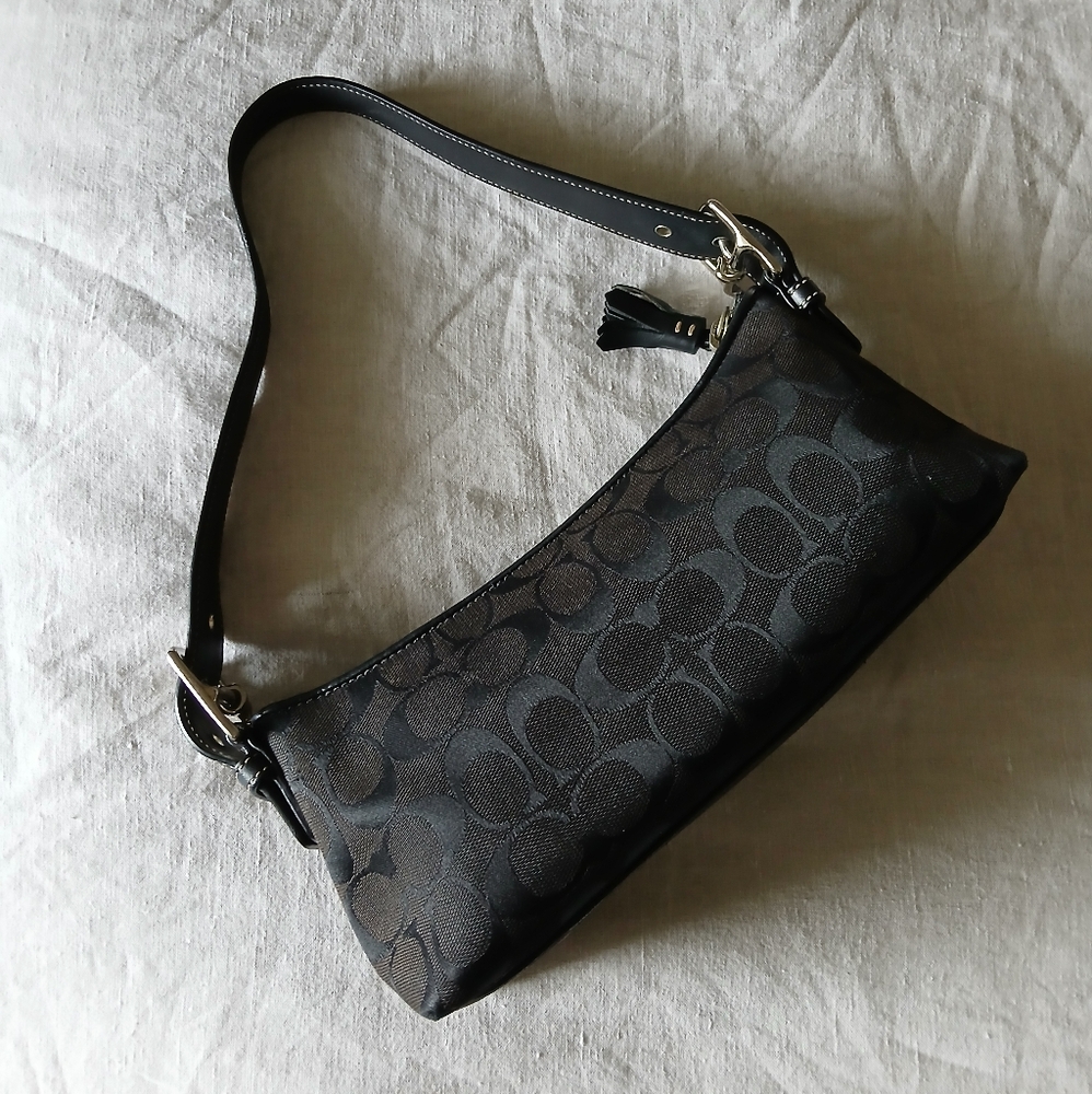 Coach Signature Demi East West Baguette Shoulder Bag